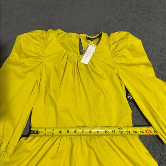 New York & Company Yellow Puff Sleeve Sundress - Picture 10 of 15